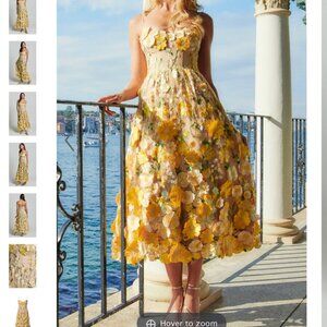 Amalie the Label Mia Strappy Flower Detail Dress in Yellow